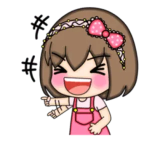 😂 cartoon, girl, laughing, pointing, cute, sticker, emoji telegram sticker
