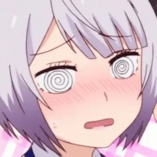 😀 anime, kreskówka, dziewczyna, oszołomiona, zszokowana, wyczerpana, wyraz twarzy telegram sticker