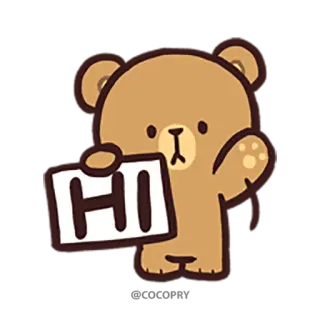 👋 HI ours, salut, salutation, dessin animé, mignon, amical whatsapp sticker