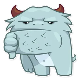 👎 mostro, pollice verso, non mi piace, cartone animato, creatura, yeti whatsapp sticker