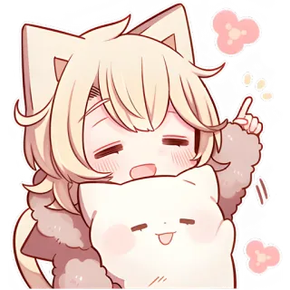 ☝️ Anime, Kawaii, Mignon, Chat, Dessin animé telegram sticker