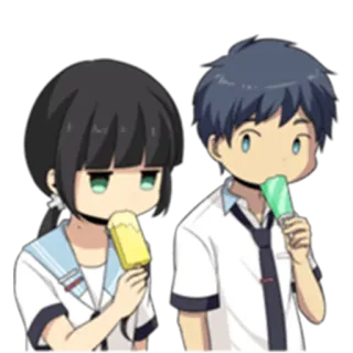 😗 Anime, Hoạt hình, Cặp đôi, Kem, Đồ ăn, Dễ thương, Chibi telegram sticker