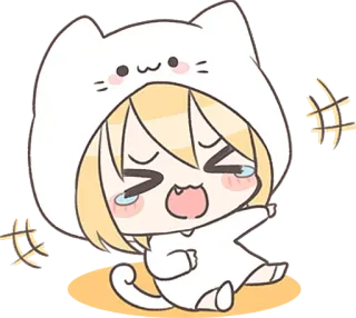 🤣 Anime, Chat, Kawaii, Pleurs, Dessin animé, Mignon telegram sticker