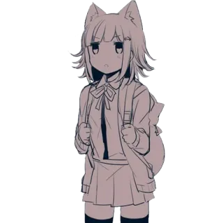 😽 anime girl, cat ears, school uniform, cute, manga, backpack telegram sticker