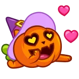 😍 citrouille, halloween, sorcière, chat, amour, coeurs, kawaii, autocollant telegram sticker