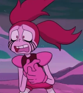 🥺 Spinel Steven Universe cartoon, pink, sad, crying, Spinel, Steven Universe whatsapp sticker
