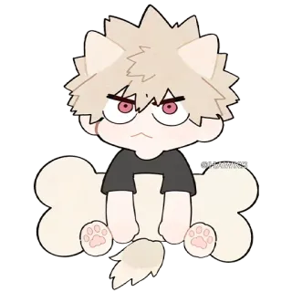 🦴 Bakugo Katsuki My Hero Academia Anime, Manga, Held, Kat, Oren, Schattig telegram sticker