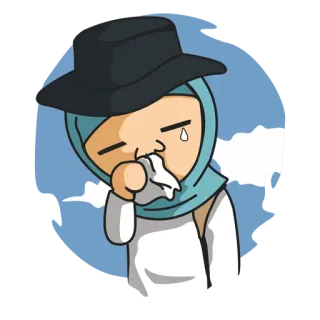 😷 płacz, smutny, muzułmanin, hidżab, kreskówka telegram sticker