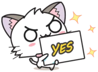 👍 YES cat, sticker, yes, affirmative, cute, cartoon, anime whatsapp sticker