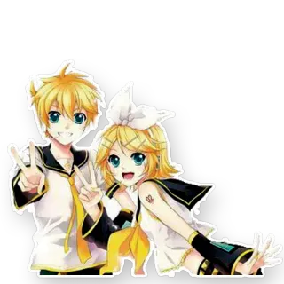 ✌️ Rin and Len Kagamine Vocaloid VOCALOID, アニメ, リン, レン, 鏡音, マンガ telegram sticker