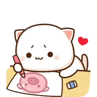 🖌 cat, pig, drawing, cute, kawaii whatsapp sticker