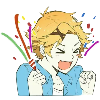 😆 Anime, Celebración, Confeti, Alegre, Dibujos animados, Fiesta, Diversión telegram sticker