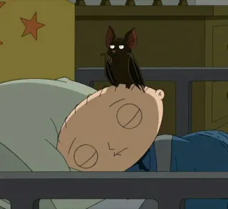 🧸 Stewie Griffin Family Guy Stewie Griffin, bat, baby, cartoon, sleeping telegram sticker