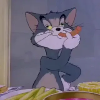 😏 Tom Cat Tom and Jerry cartoon, cat, funny, animation, food telegram sticker