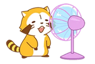 ☀ procione, tanuki, ventaglio, estate, carino, cartone animato telegram sticker