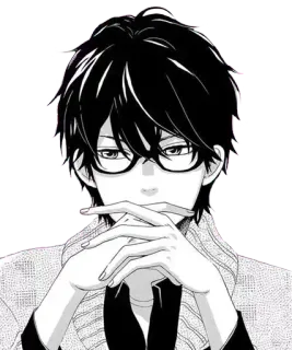 ♥️ Anime, Hombre, Gafas, Personaje, Manga, Retrato telegram sticker