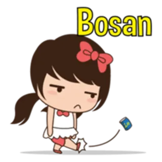 😒 Bosan เบื่อ, อนิเมะ, การ์ตูน, ผู้หญิง, สติกเกอร์ telegram sticker