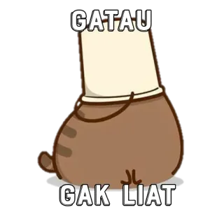🙈 GATAU
 GAK LIAT cat, brown, cute, funny, meme telegram sticker