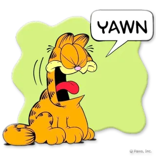 😴 Garfield YAWN гарфилд, кот, мультфильм, зевок, ленивый, сонный telegram sticker
