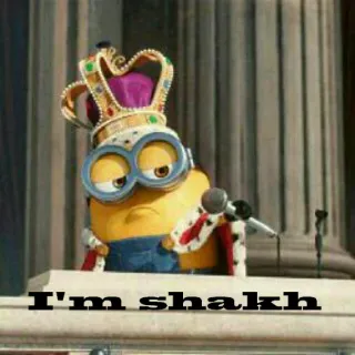 👑 Minion I'm shakh minion, crown, cartoon, character, king telegram sticker