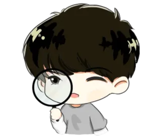 👁 Q版, 可爱, 动漫, 漫画, 卡通, 放大镜, 侦探 telegram sticker