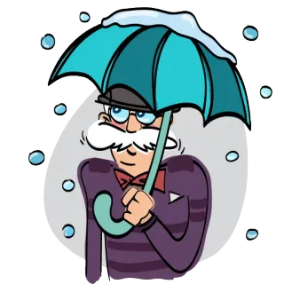 🌨 uomo, ombrello, pioggia, meteo, cartone animato, illustrazione whatsapp sticker