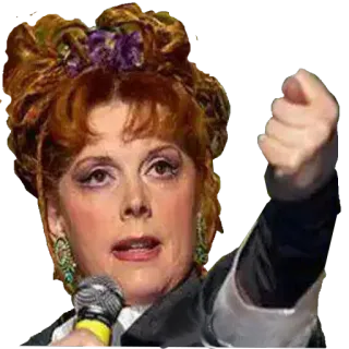 🖕 женщина, жест, микрофон, певица, исполнитель telegram sticker