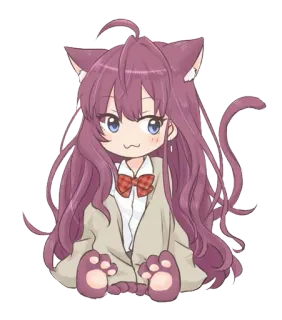 😼 Catgirl, Anime, Chibi, Kawaii, Mignon, Manga telegram sticker