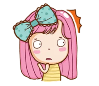 😳 Cartoon, Mädchen, pinke Haare, süß, Aufkleber, geschockt, Schleife telegram sticker