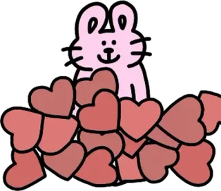 💬 토끼, 바니, 하트, 사랑, 귀여운, 동물 whatsapp sticker
