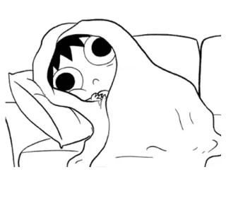 😕 anime, blanket, bed, cartoon, sleepy, cute telegram sticker