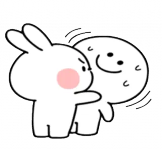 😤 かわいい, ウサギ, ハグ, 幸せ, イラスト, 漫画 telegram sticker