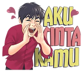 😍 AKU CINTA KAMU amor, cariño, romance, texto, indonesio telegram sticker