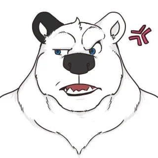🤨 ours, en colère, dessin animé, animal, ours blanc, expression, émotions telegram sticker