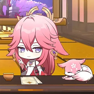 😏 Yae Miko Genshin Impact anime, fox, video game, cute, character telegram sticker