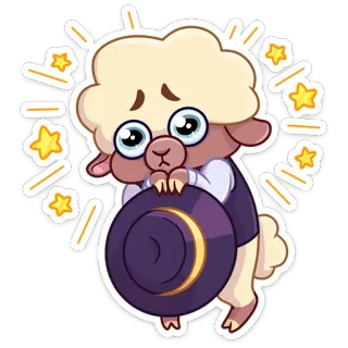 ☺️ sheep, sad, cute, cartoon, animal, worried, fluffy, crescent telegram sticker