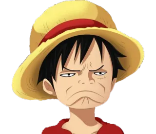 🙁 Monkey D. Luffy One Piece 애니메이션, 만화, 원피스, 루피, 몽키 D. 루피, 만화영화, 웃긴 telegram sticker