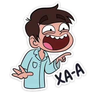 😂 Marco Diaz Star vs. the Forces of Evil XA-A hoạt hình, nhân vật, bé trai, hào hứng, chỉ, cười whatsapp sticker