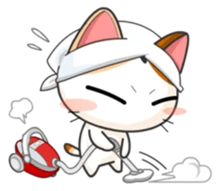 🌫 gato, limpieza, aspiradora, tareas domésticas, dibujos animados, pegatina, animal telegram sticker