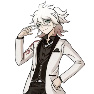 😎 Nagito Komaeda Danganronpa anime, character, Danganronpa, suit, white hair, hope telegram sticker