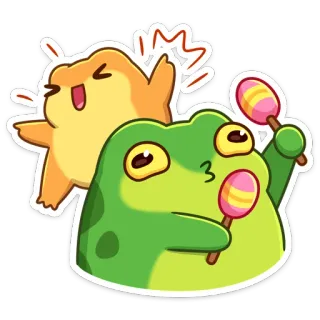 💃 grenouille, hamster, maracas, mignon, dessin animé whatsapp sticker