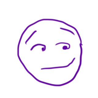 😏 rosto, emoji, desenho animado, rabisco, roxo, arrogante whatsapp sticker