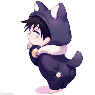 🖤 Anime, Chibi, Carino, Bambino, Tutina, Lupo, Kawaii whatsapp sticker