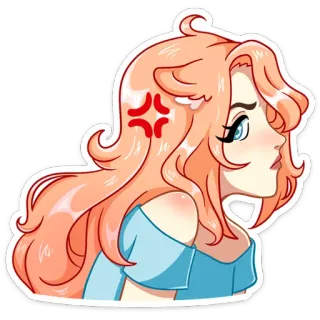 🤭 wütend, verärgert, genervt, frustriert, Frau, Cartoon, Figur, Ausdruck telegram sticker
