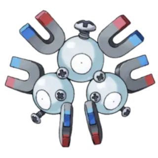 🔵 Magnemite Pokemon Magnéti, Pokémon, Électrique, Acier, Aimant, Créature, Jeu vidéo telegram sticker