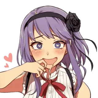 😍 anime, girl, cute, sticker, purple hair, illustration, cartoon telegram sticker