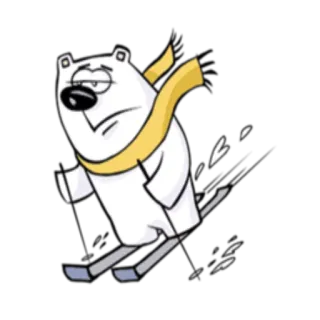 ⛷ медведь, лыжи, зима, мультфильм, снег, спорт telegram sticker