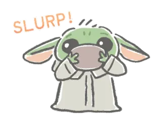 🍵 Baby Yoda SLURP! carino, star wars, the mandalorian, sorseggiare, bere telegram sticker