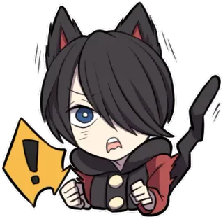 😑 Anime, Katzenohren, Ausrufezeichen, Charakter, Alarm, Warnung, Überrascht telegram sticker