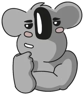 🤔 koala, animal, dessin animé, mignon, autocollant, illustration, réflexion, gris whatsapp sticker